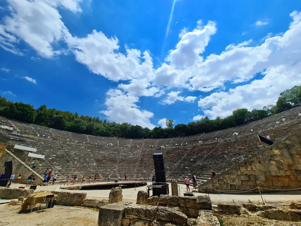 Cruising with Danny and Peter, Holland America Line, Oosterdam, Nafplion, Greece | Explore the ancient ruins of Mycenae and Epidaurus in Greece, featuring the iconic Lion Gate of Mycenae, the tomb of King Agamemnon, and the Epidaurus Theater with its renowned acoustics. Experience the rich cultural heritage of Ancient Greek architecture and discover these UNESCO World Heritage Peloponnese archaeological sites. Complete your journey with stunning views of the Venetian fortress in Náfplion, showcasing Greece's timeless history and architectural marvels.