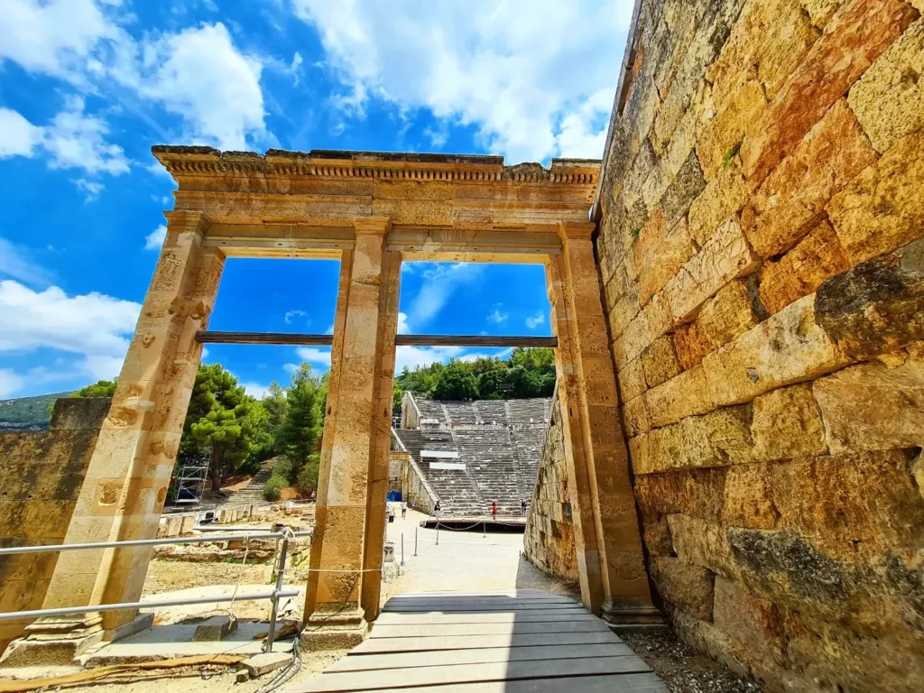 Cruising with Danny and Peter, Holland America Line, Oosterdam, Nafplion, Greece | Explore the ancient ruins of Mycenae and Epidaurus in Greece, featuring the iconic Lion Gate of Mycenae, the tomb of King Agamemnon, and the Epidaurus Theater with its renowned acoustics. Experience the rich cultural heritage of Ancient Greek architecture and discover these UNESCO World Heritage Peloponnese archaeological sites. Complete your journey with stunning views of the Venetian fortress in Náfplion, showcasing Greece's timeless history and architectural marvels.