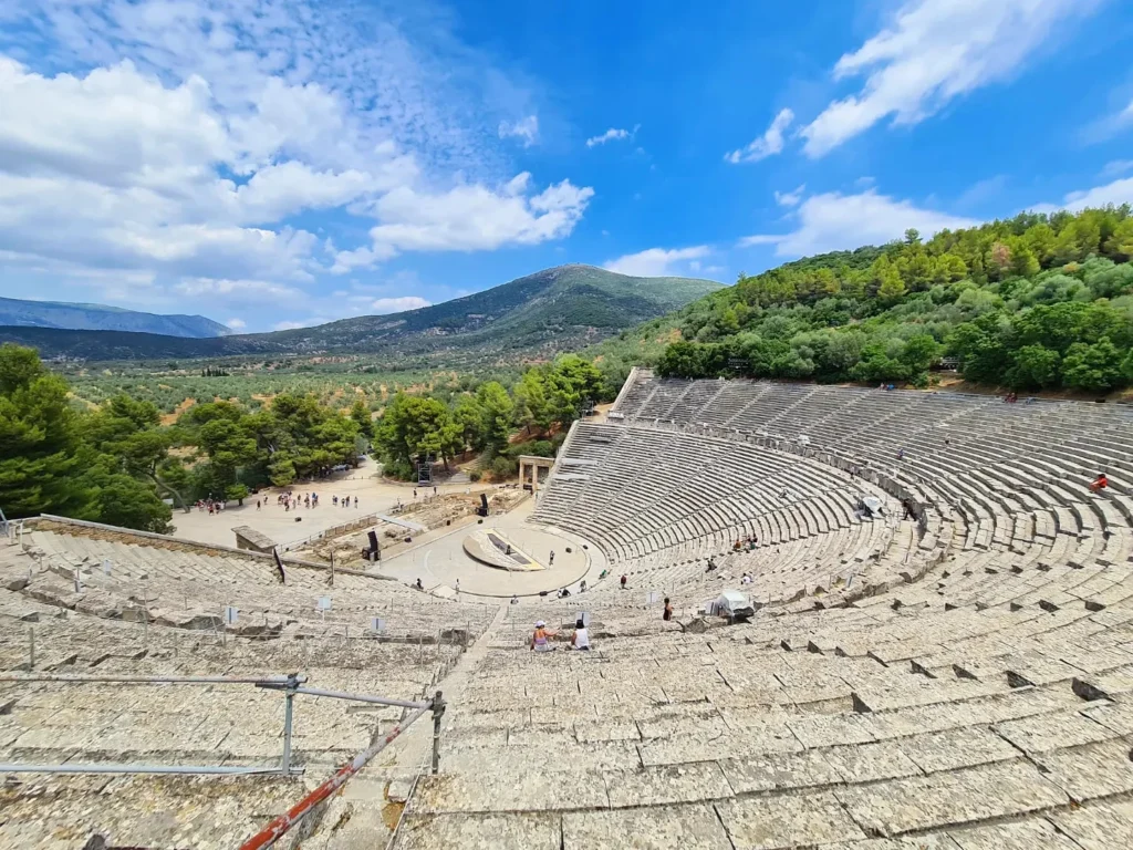 Cruising with Danny and Peter, Holland America Line, Oosterdam, Nafplion, Greece | Explore the ancient ruins of Mycenae and Epidaurus in Greece, featuring the iconic Lion Gate of Mycenae, the tomb of King Agamemnon, and the Epidaurus Theater with its renowned acoustics. Experience the rich cultural heritage of Ancient Greek architecture and discover these UNESCO World Heritage Peloponnese archaeological sites. Complete your journey with stunning views of the Venetian fortress in Náfplion, showcasing Greece's timeless history and architectural marvels.
