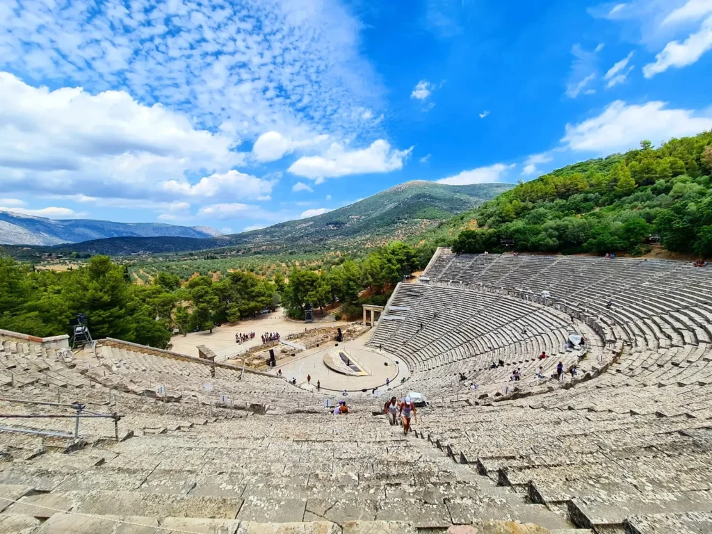 Cruising with Danny and Peter, Holland America Line, Oosterdam, Nafplion, Greece | Explore the ancient ruins of Mycenae and Epidaurus in Greece, featuring the iconic Lion Gate of Mycenae, the tomb of King Agamemnon, and the Epidaurus Theater with its renowned acoustics. Experience the rich cultural heritage of Ancient Greek architecture and discover these UNESCO World Heritage Peloponnese archaeological sites. Complete your journey with stunning views of the Venetian fortress in Náfplion, showcasing Greece's timeless history and architectural marvels.
