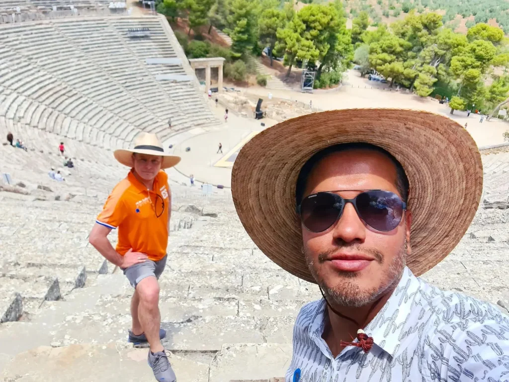 Cruising with Danny and Peter, Holland America Line, Oosterdam, Nafplion, Greece | Explore the ancient ruins of Mycenae and Epidaurus in Greece, featuring the iconic Lion Gate of Mycenae, the tomb of King Agamemnon, and the Epidaurus Theater with its renowned acoustics. Experience the rich cultural heritage of Ancient Greek architecture and discover these UNESCO World Heritage Peloponnese archaeological sites. Complete your journey with stunning views of the Venetian fortress in Náfplion, showcasing Greece's timeless history and architectural marvels.