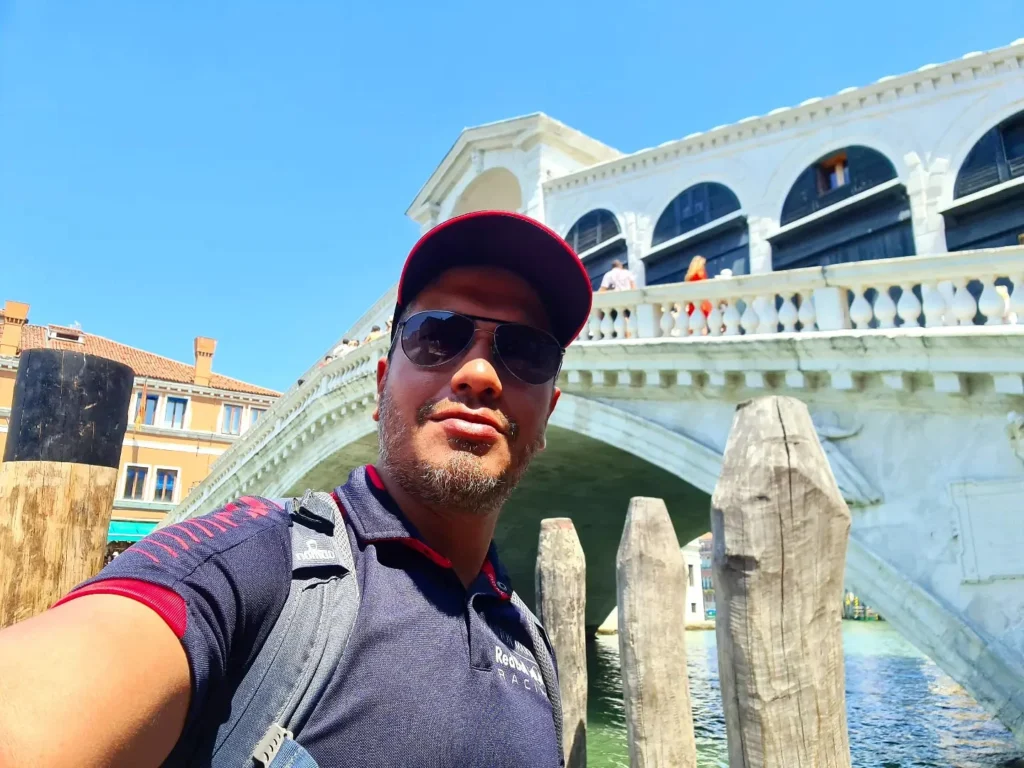 Cruising with Danny and Peter, Holland America Line, Oosterdam, Trieste, Venice, Italy | Stunning views of the Adriatic coastline from our cruise ship, romantic gondola ride through Venice canals, iconic St. Mark’s Basilica, historic Rialto Bridge, and bustling Venetian piazza—all highlights of our Venice Gondola Ride and City Tour during the Adriatic Adventure.