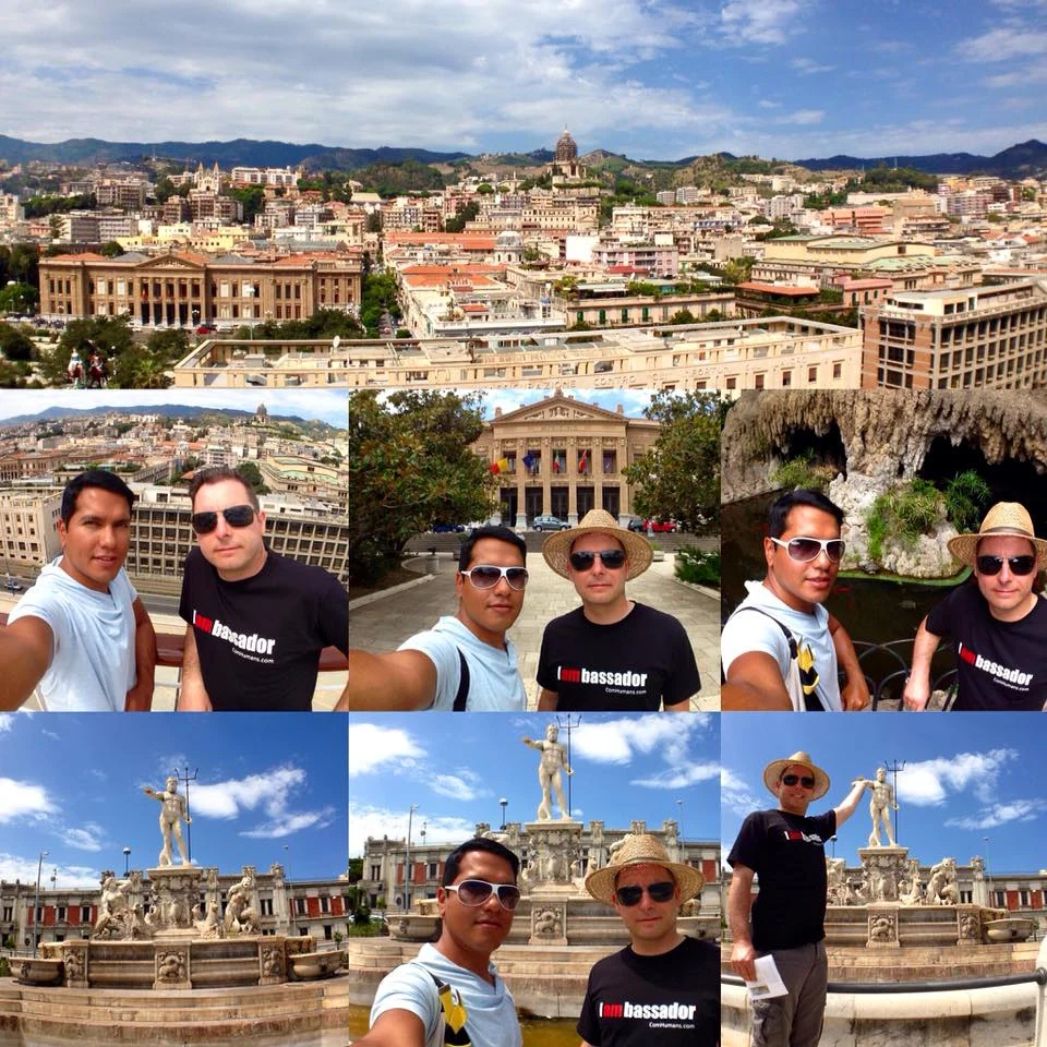 Cruising with Danny and Peter, Holland America Line, Zuiderdam, Messina, Italy | Stunning view of Stromboli volcano erupting at night, vibrant streets of Messina with historic landmarks, breathtaking Strait of Messina views, and highlights of a Mediterranean cruise itinerary featuring Sicily and southern Italy.