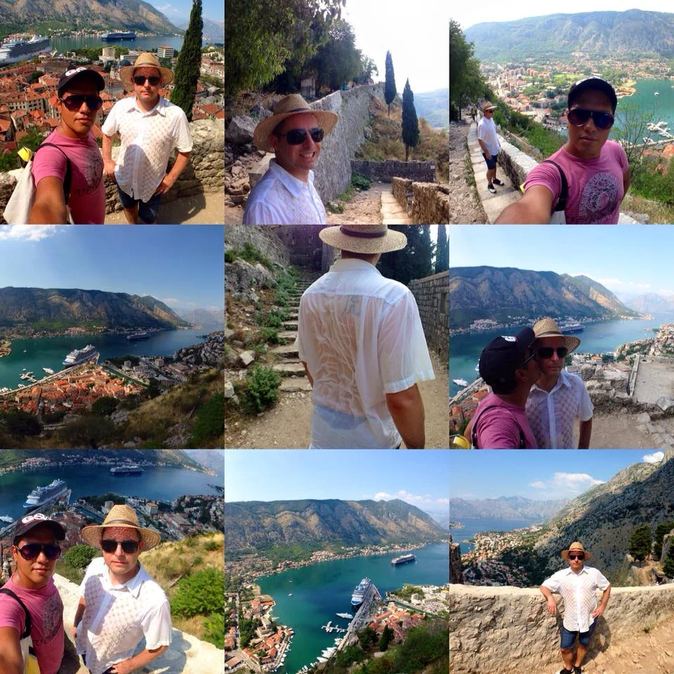 Cruising with Danny and Peter, Holland America Line, Zuiderdam, Kotor, Montenegro | Hike to Kotor fortress with stunning views of Kotor Montenegro, the historic Old Town, Kotor Bay, and surrounding mountains, showcasing the beauty of Kotor's city walls and hiking trails.