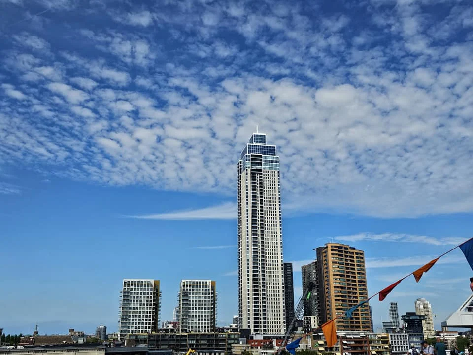Cruising with Danny and Peter, P&O Ferries, Pride of Rotterdam, Spido, James Cook, Rotterdam, The Netherlands | A stunning Rotterdam mini cruise experience during World Port Days, starting from Beneluxhaven aboard the Pride of Rotterdam, surrounded by massive container ships and barges. Highlights include breathtaking views of the iconic Erasmus Bridge with its swan-like cables over the Nieuwe Maas river, and a sunset scene at Wilhelminakade with its modern skyscrapers and bustling port activities. The evening Spido harbor tour on the James Cook offered an illuminated view of Rotterdam's busy harbor, passing the majestic SS Rotterdam ship, a symbol of the city’s maritime heritage. The day concluded with a vibrant boat parade featuring illuminated vessels, followed by a spectacular fireworks display lighting up the Rotterdam skyline.