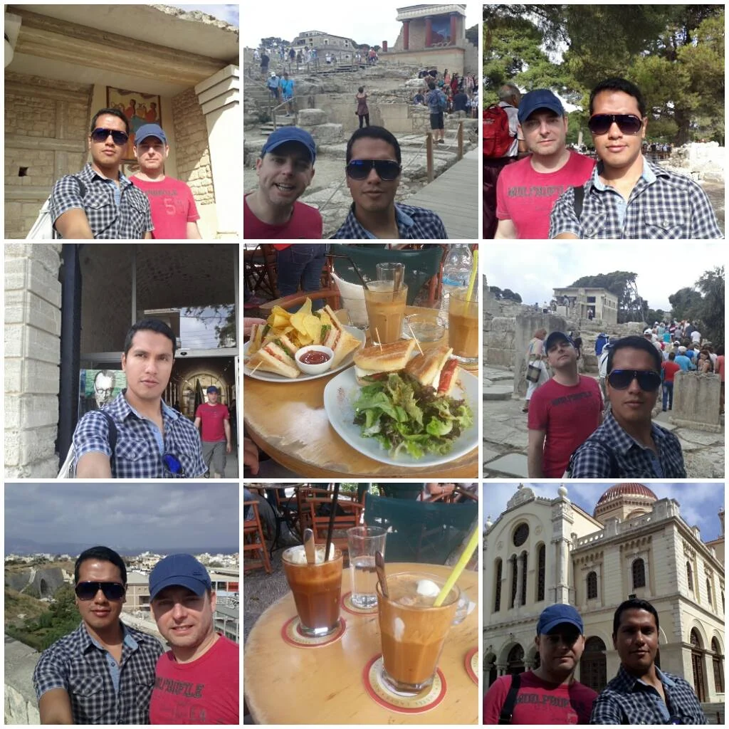 Cruising with Danny and Peter, Holland America Line, Ryndam, Iraklion, Crete, Greece | View of the historic Koules Fortress in Iraklion, Crete, showcasing ancient architecture during an Iraklion Crete tour, with the vibrant harbor in the background; a delicious Italian dinner served on board MS Ryndam, featuring fresh pasta and seafood, highlighting the culinary delights available after exploring Heraklion's cultural attractions.