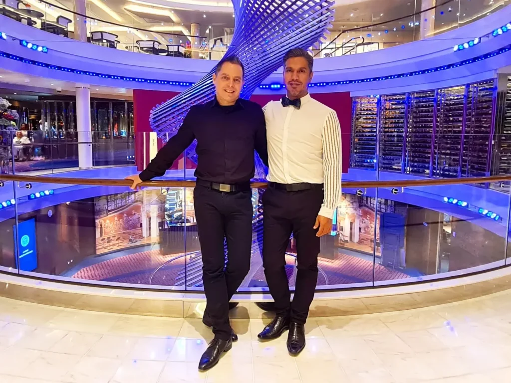 Cruising with Danny and Peter, Holland America Line, Rotterdam, Atlantic Ocean, Sea Day | Guests enjoying the exclusive Cellar Master Dinner aboard Holland America, featuring gourmet dishes, wine pairings, and an unforgettable luxury cruise dining experience.