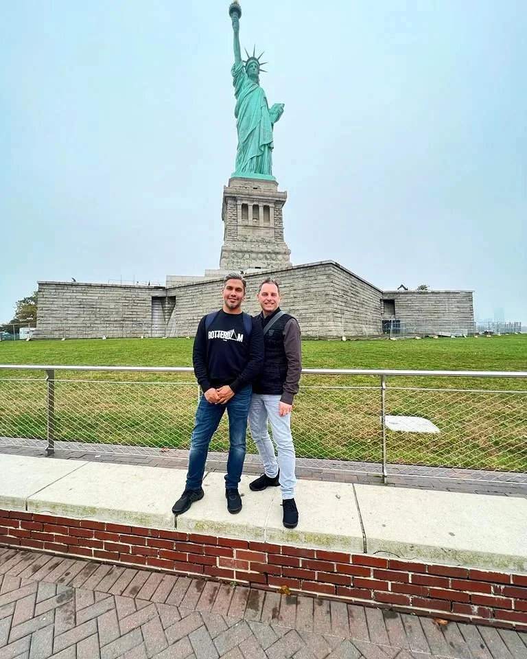 Cruising with Danny and Peter, Holland America Line, Rotterdam, New York, United States | Holland America NYC Cruise 150th Anniversary Celebration, exploring iconic landmarks like the Statue of Liberty and Ellis Island, onboard festivities at World Stage on MS Rotterdam.