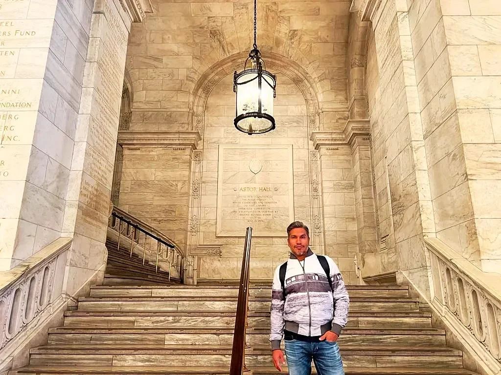 Cruising with Danny and Peter, Holland America Line, Rotterdam, New York, United States | View of iconic New York City landmarks including the Top of the Rock, Saint Patrick's Cathedral, MoMA, and the Flatiron Building, showcasing famous NYC art museums and historic monuments.