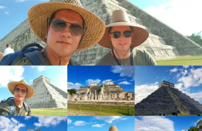 Cruising with Danny and Peter, Holland America Line, Nieuw Amsterdam, Cozumel, Mexico | The Pyramid of Kukulcán in Chichen Itzá, showcasing its majestic structure and intricate carvings, highlighting the advanced engineering of the ancient Mayan civilization and the celestial significance of the feathered serpent deity during the equinox serpent shadow phenomenon.
