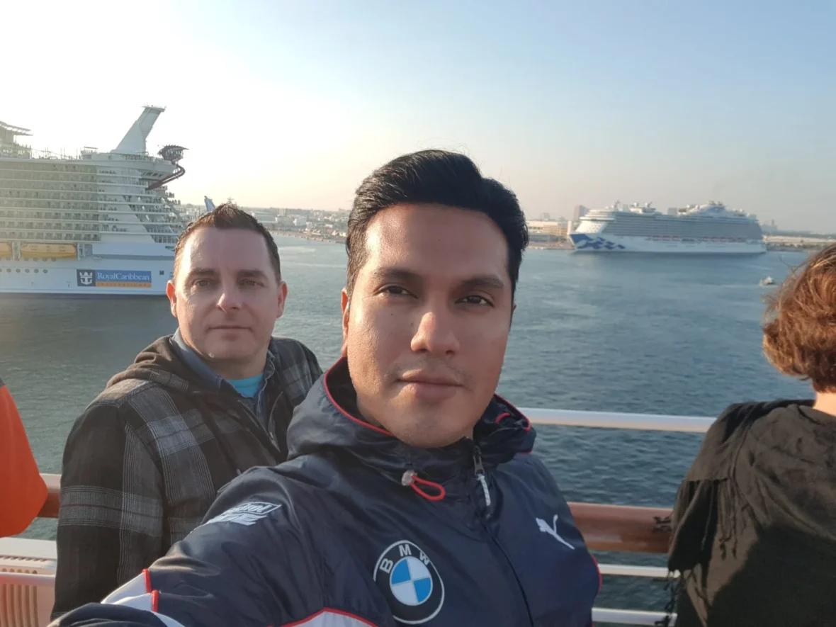 Cruising with Danny and Peter, Holland America Line, Nieuw Amsterdam, Fort Lauderdale, Florida, United States | A scenic view of a Fort Lauderdale river cruise adventure showcasing lush palm trees lining the waterways, luxury mansions along Millionaire's Row, and vibrant sunset reflections on the water, capturing the essence of a memorable canal cruise in Fort Lauderdale.