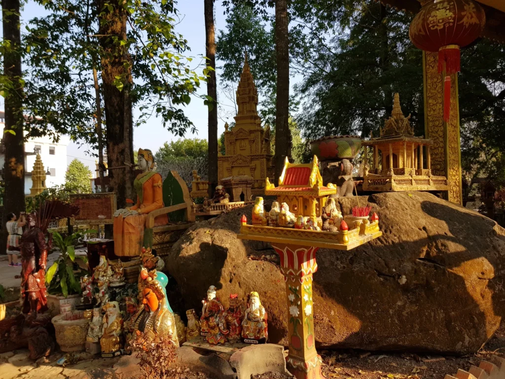 Cruising with Danny and Peter, Holland America Line, Westerdam, Sihanoukville, Cambodia | Pagoda visit in Sihanoukville during a cultural experience, featuring a monk blessing ceremony, vibrant local market tour, and serene beach retreat for a memorable spiritual and cultural day trip in Cambodia.