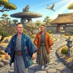 A comprehensive Kagoshima Japan Cruise Port Guide featuring Danny and Peter walking in the Chiran Samurai District & Gardens.